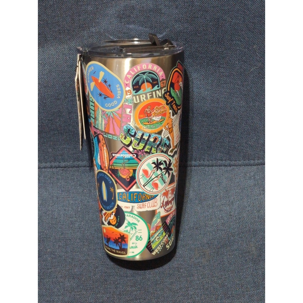 HYDRAPEAK / 25oz INSULATED TUMBLER [STEEL w/ stickers applique] NEW! - w/ straws